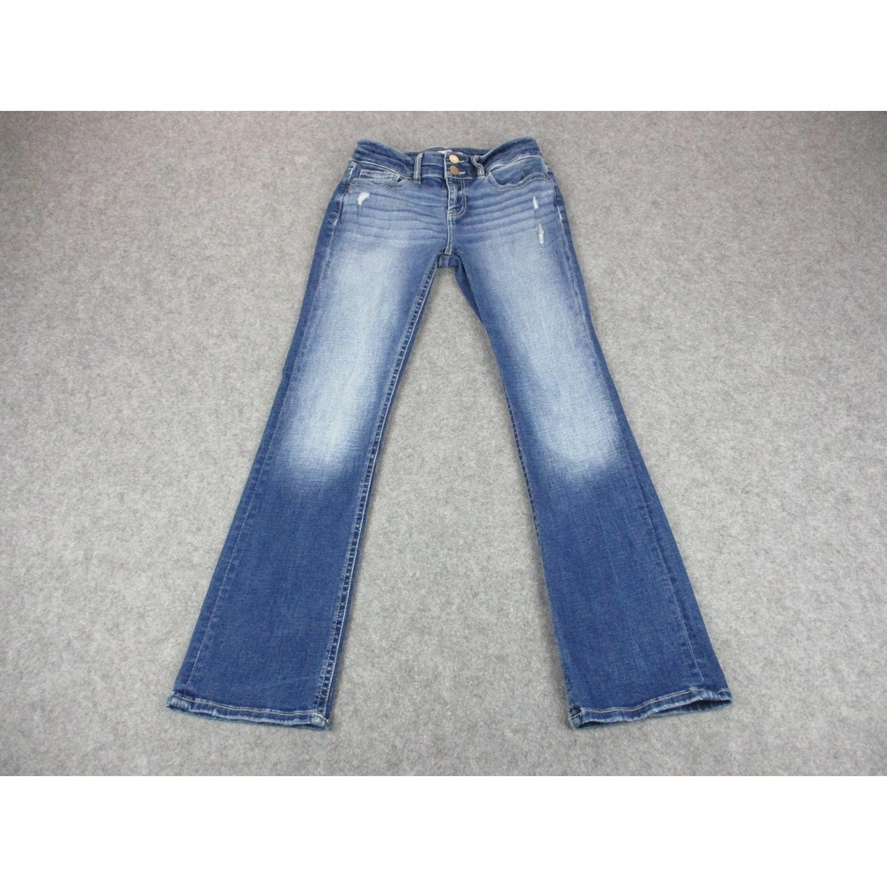 BKE Jeans Womens 27x31 1/2 Blue Stella Slim Fit Mid Rise Bootcut Distressed